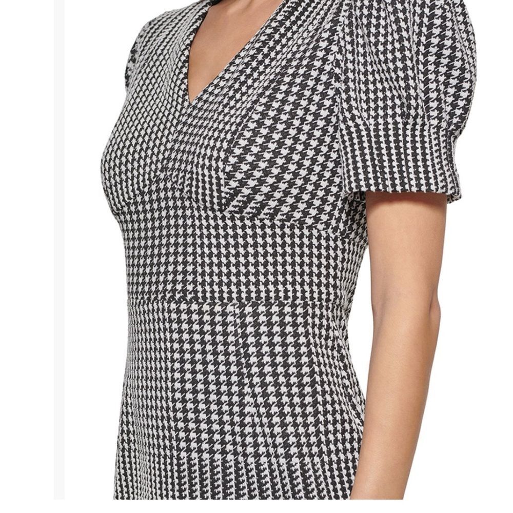 DKNY Black White Houndstooth Workwear Classic Chic Dress Sz 12